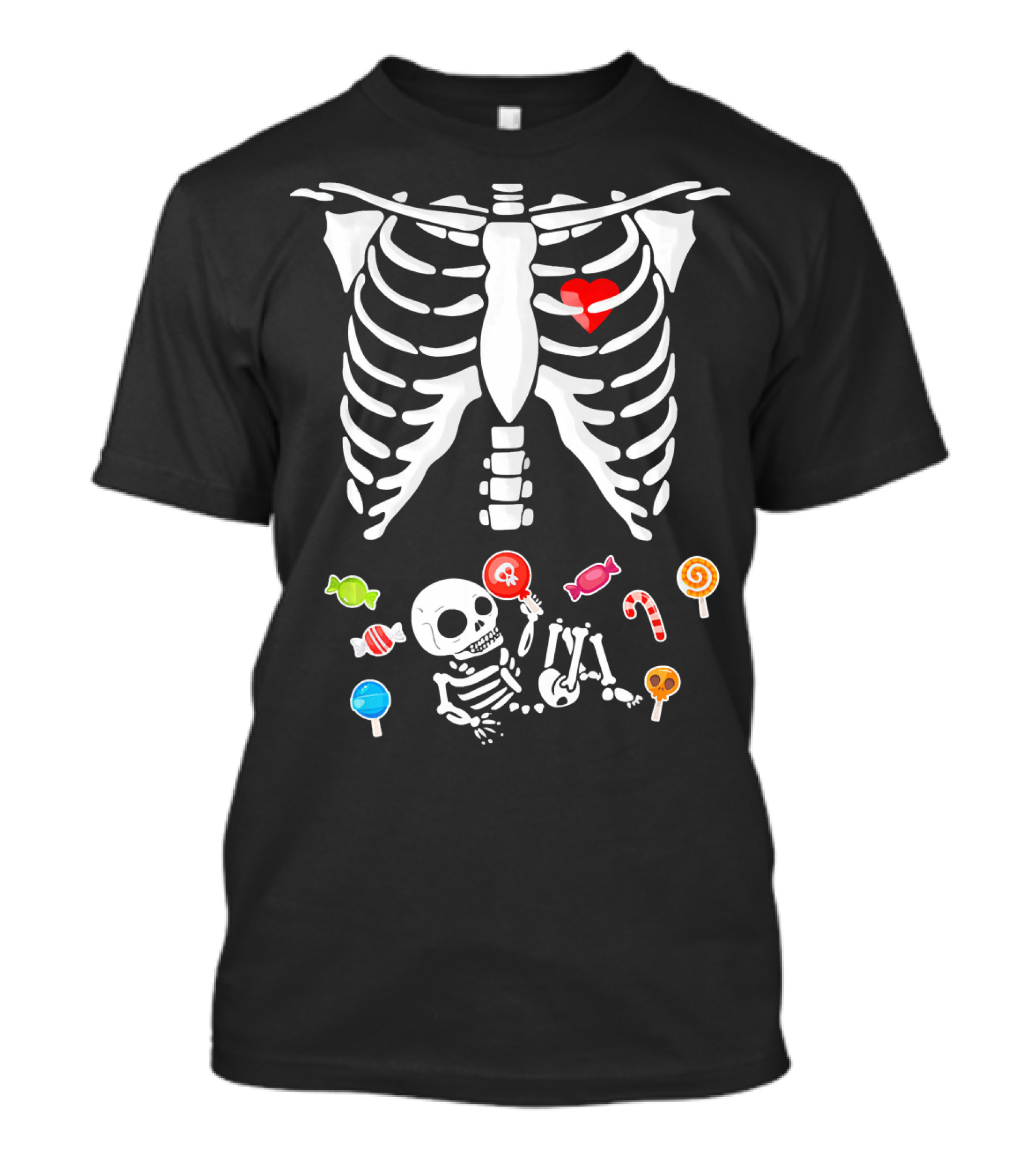 Baby Skeleton Candy Heart Ribcage Halloween Pregnancy T-Shirt