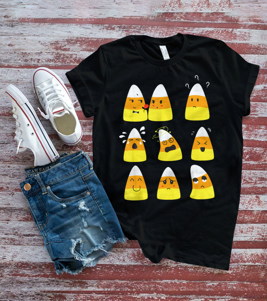 Candy Corn Emoticons Expressive Faces T-Shirt