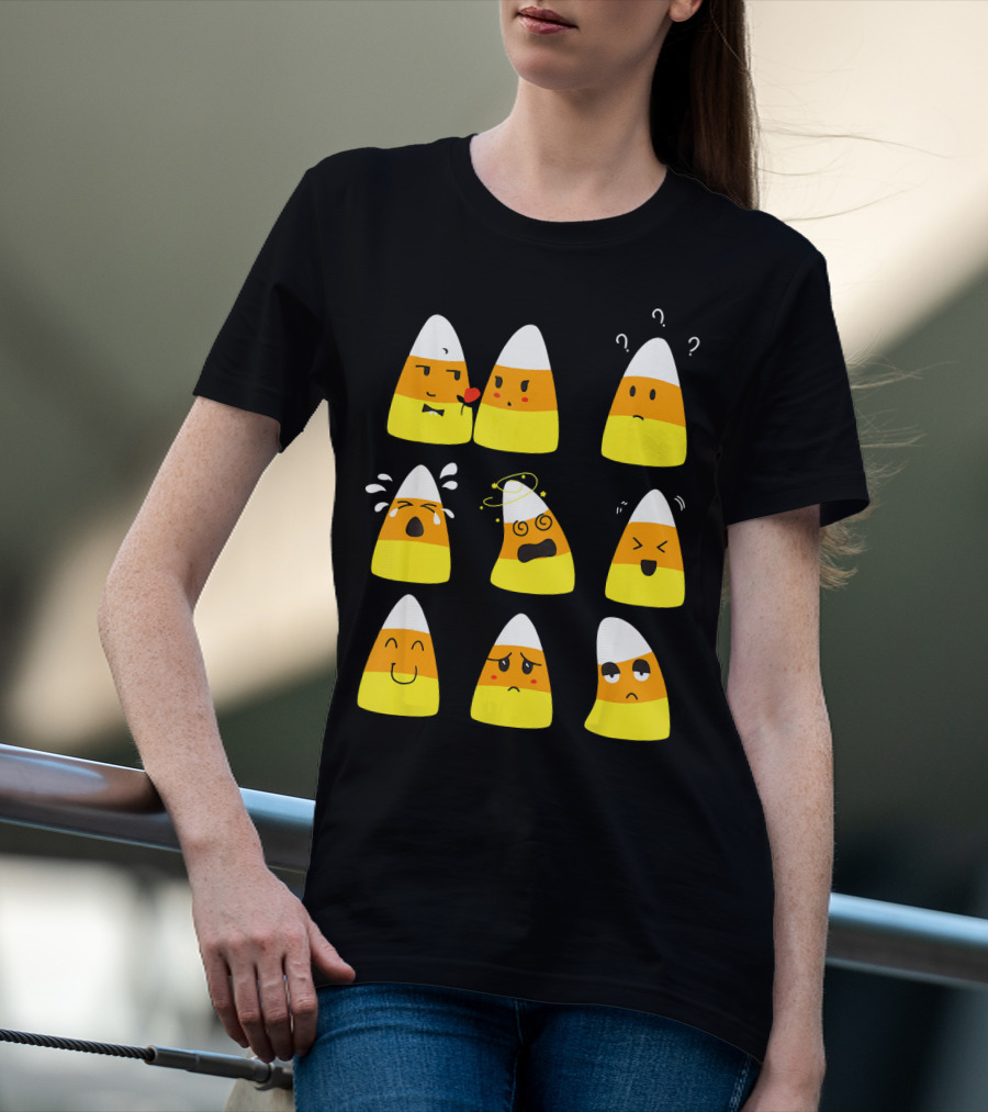 Candy Corn Emoticons Expressive Faces T-Shirt