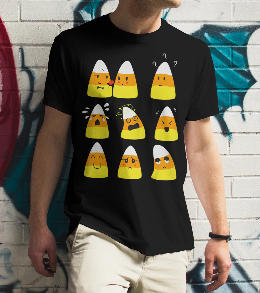 Candy Corn Emoticons Expressive Faces T-Shirt