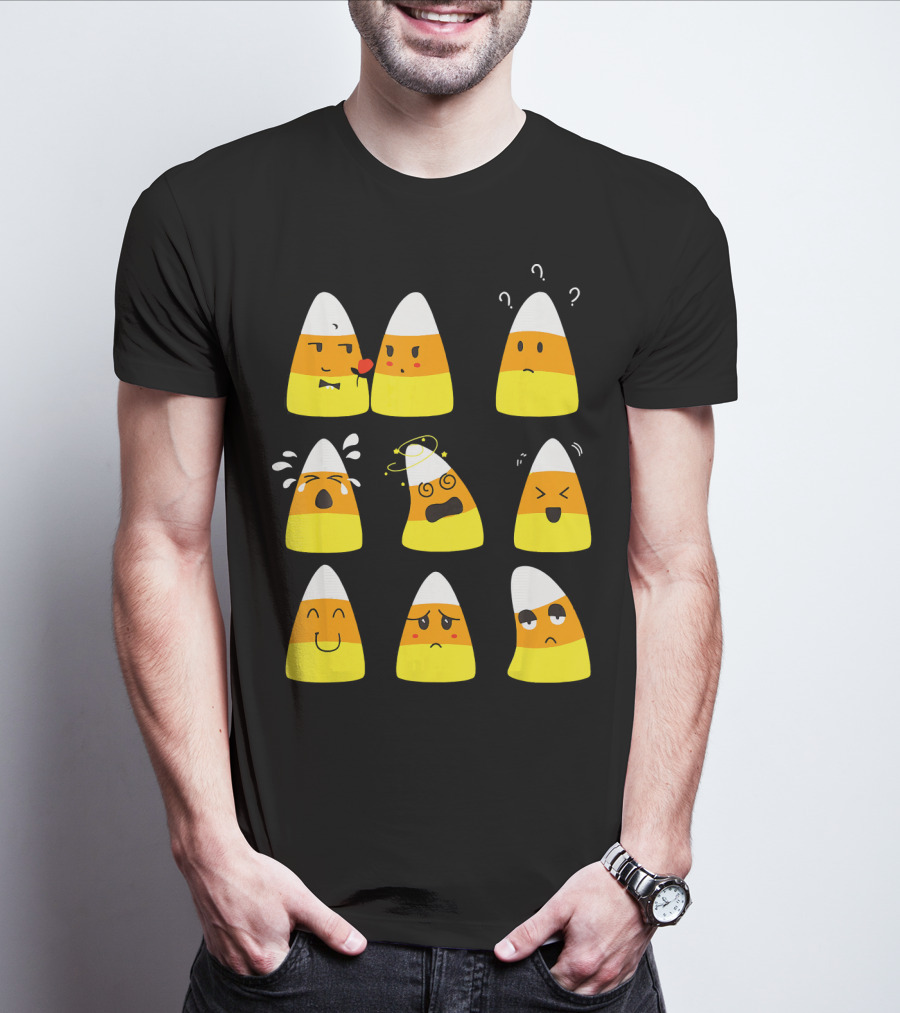 Candy Corn Emoticons Expressive Faces T-Shirt