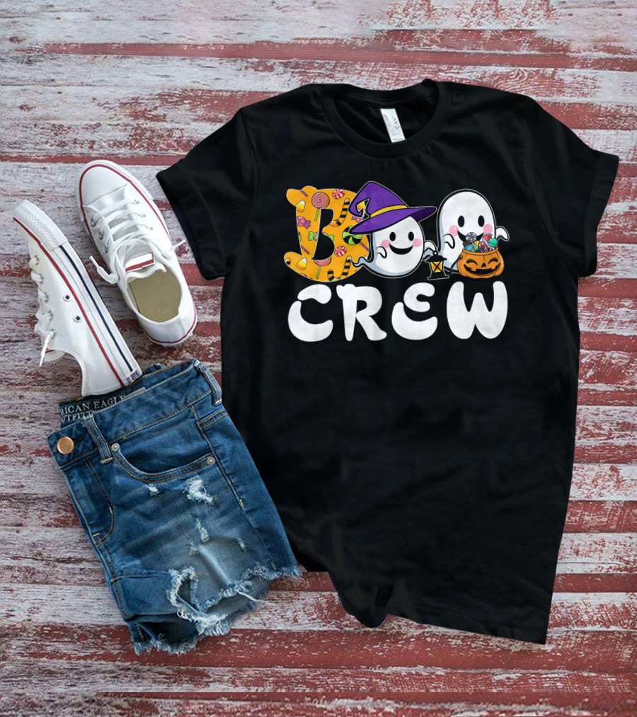 Boo Crew Halloween Witch Ghosts Candy Basket T-Shirt