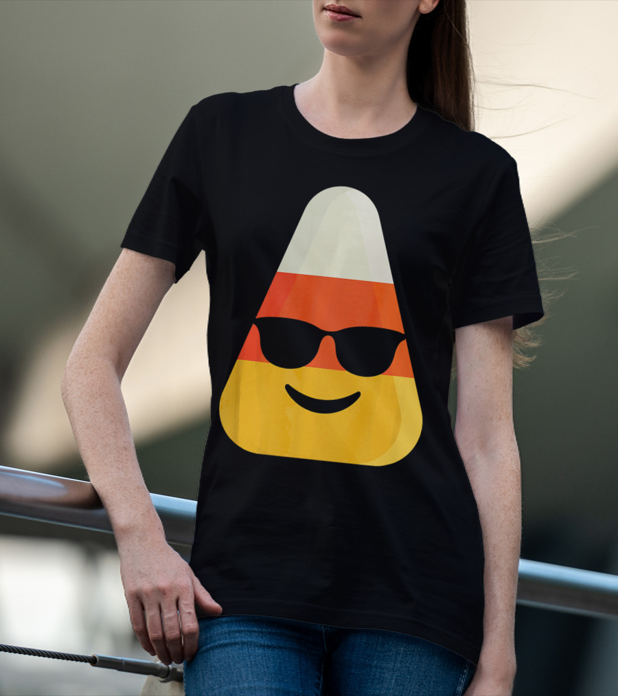 Candy Corn Emoji With Sunglasses Cool Shades T-Shirt