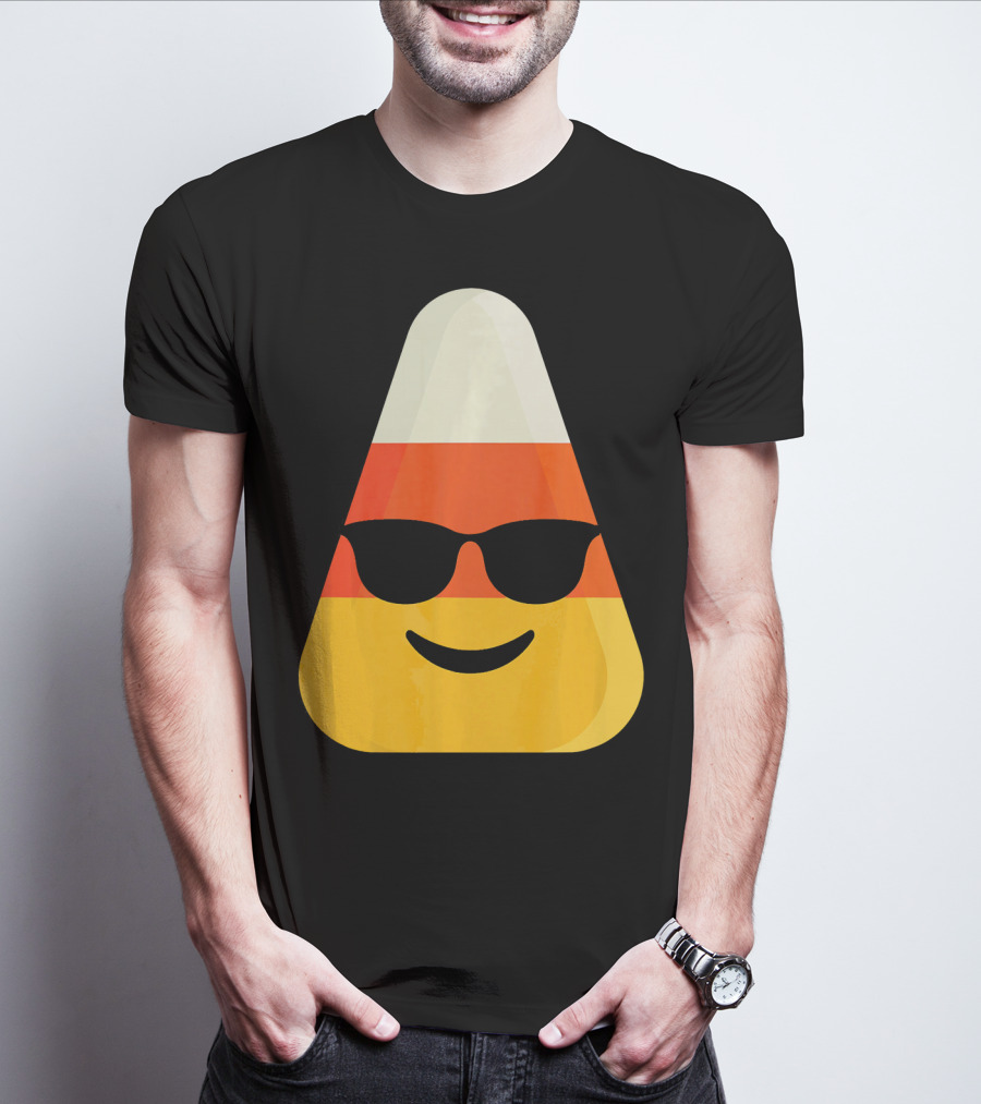 Candy Corn Emoji With Sunglasses Cool Shades T-Shirt