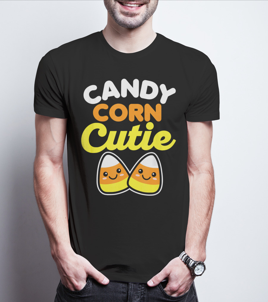 Candy Corn Cutie Halloween Smiling Kawaii Candy Corn Characters T-Shirt