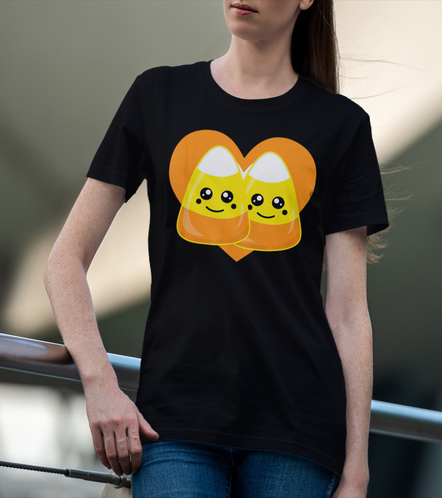 Love Candy Corn Cute Heart Kawaii Candy Corn Duo T-Shirt