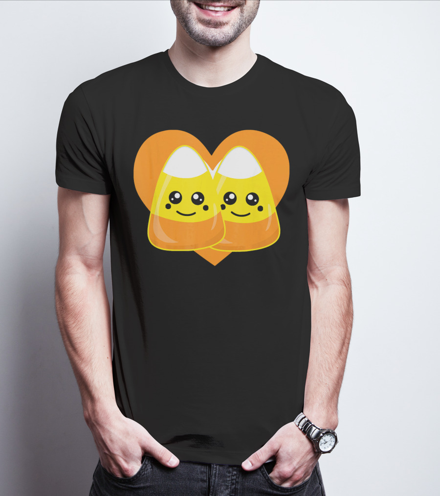 Love Candy Corn Cute Heart Kawaii Candy Corn Duo T-Shirt