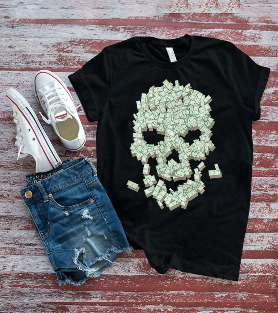 Dollar Skull Skeleton Money Stack T-Shirt