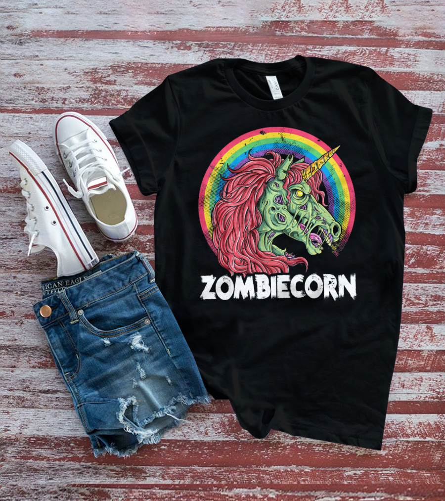 Zombiecorn Unicorn Zombie Rainbow T-Shirt