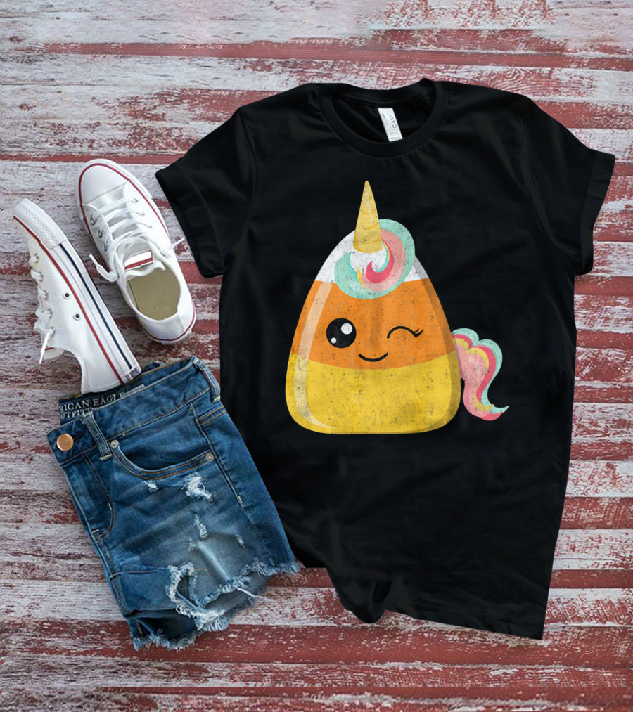 Candy Corn Unicorn Funny Halloween Candicorn T-Shirt