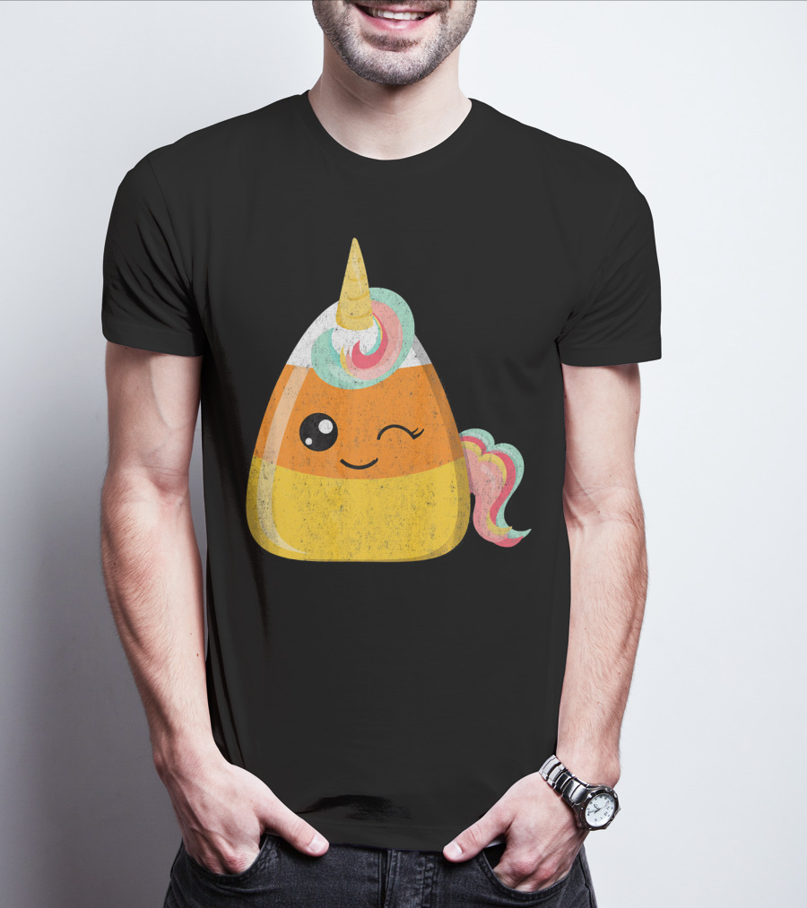 Candy Corn Unicorn Funny Halloween Candicorn T-Shirt