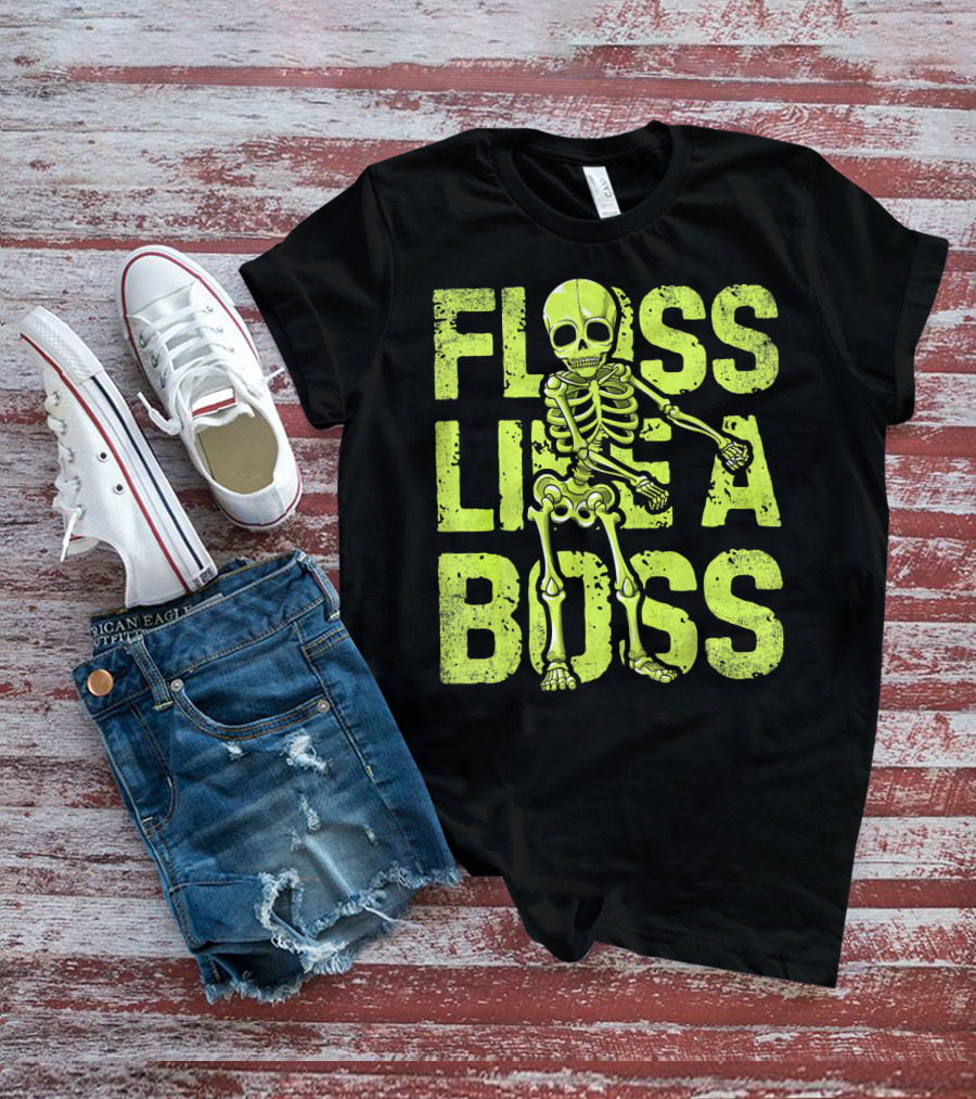 Floss Like A Boss Neon Skeleton Dance T-Shirt