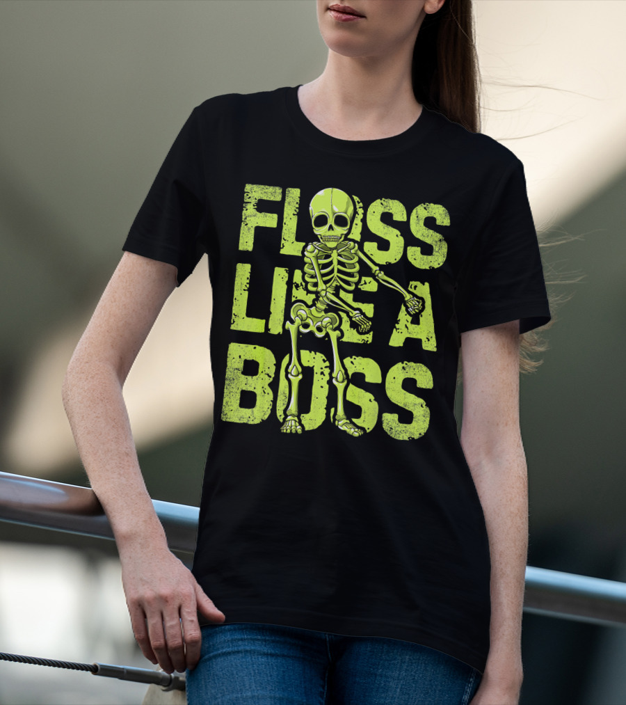 Floss Like A Boss Neon Skeleton Dance T-Shirt