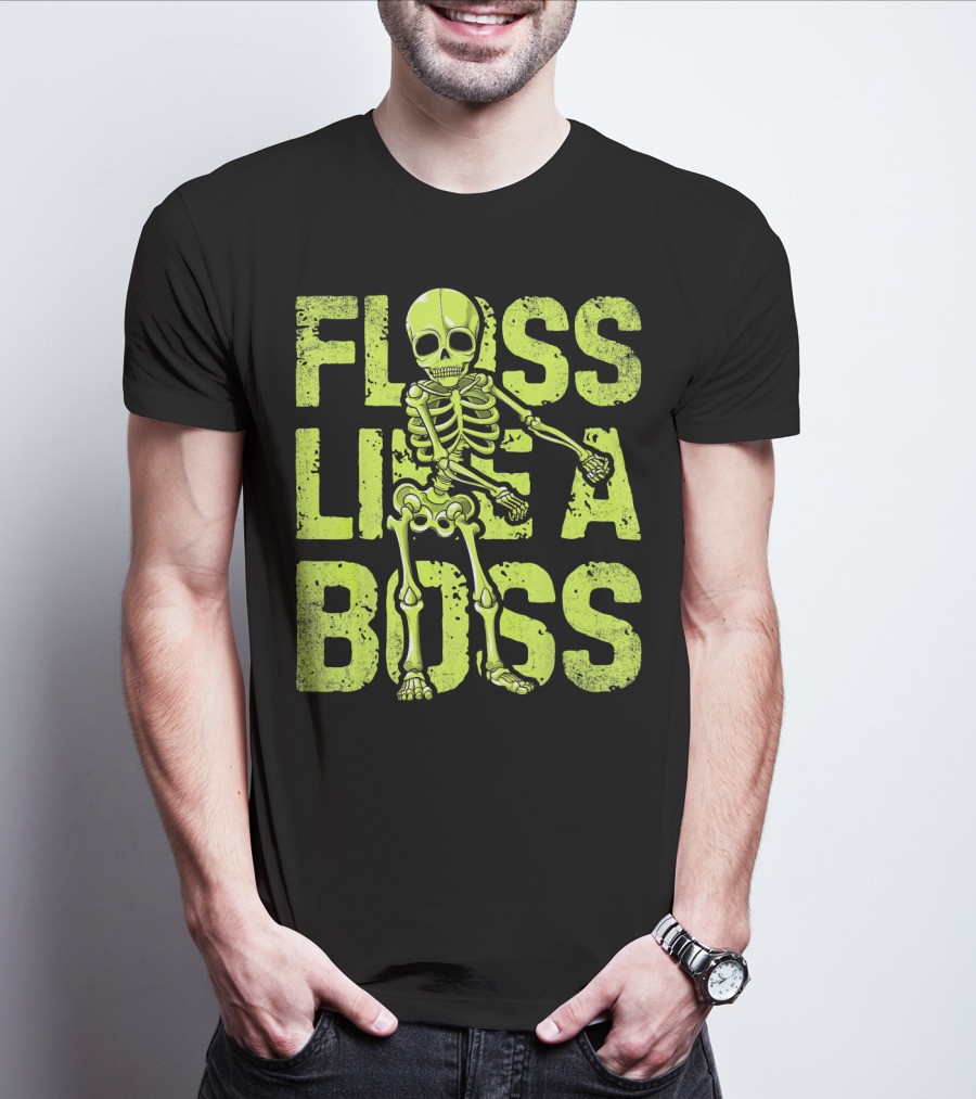 Floss Like A Boss Neon Skeleton Dance T-Shirt
