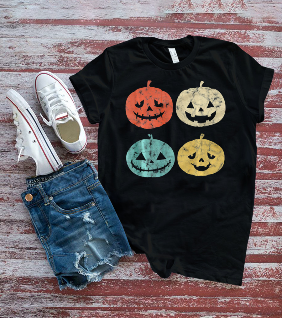Vintage Pumpkin Funny Halloween Jack-O'-Lanterns T-Shirt