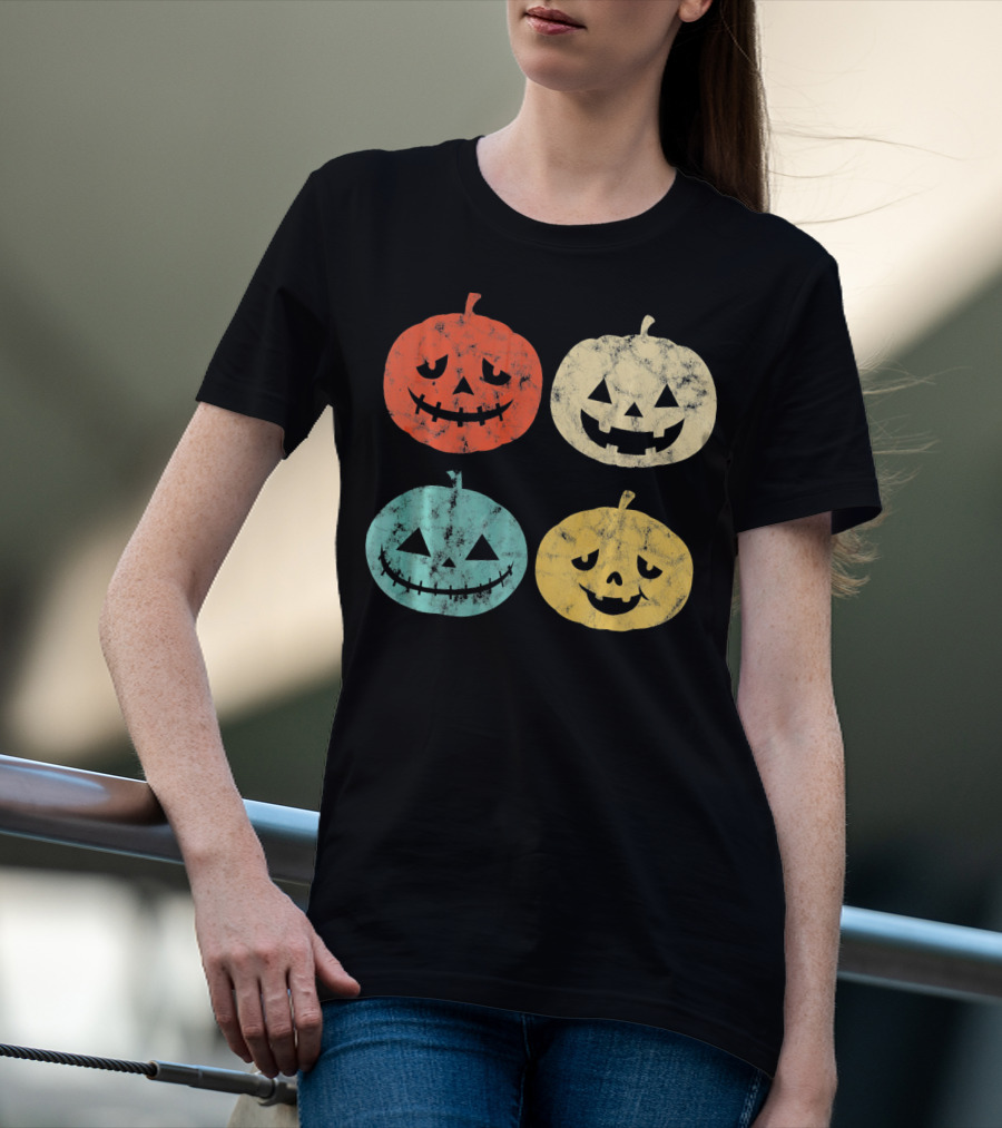 Vintage Pumpkin Funny Halloween Jack-O'-Lanterns T-Shirt