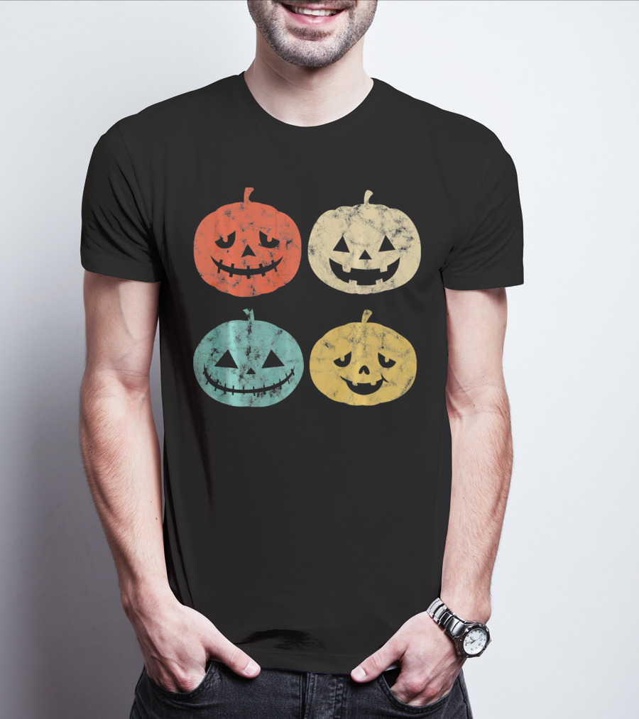 Vintage Pumpkin Funny Halloween Jack-O'-Lanterns T-Shirt