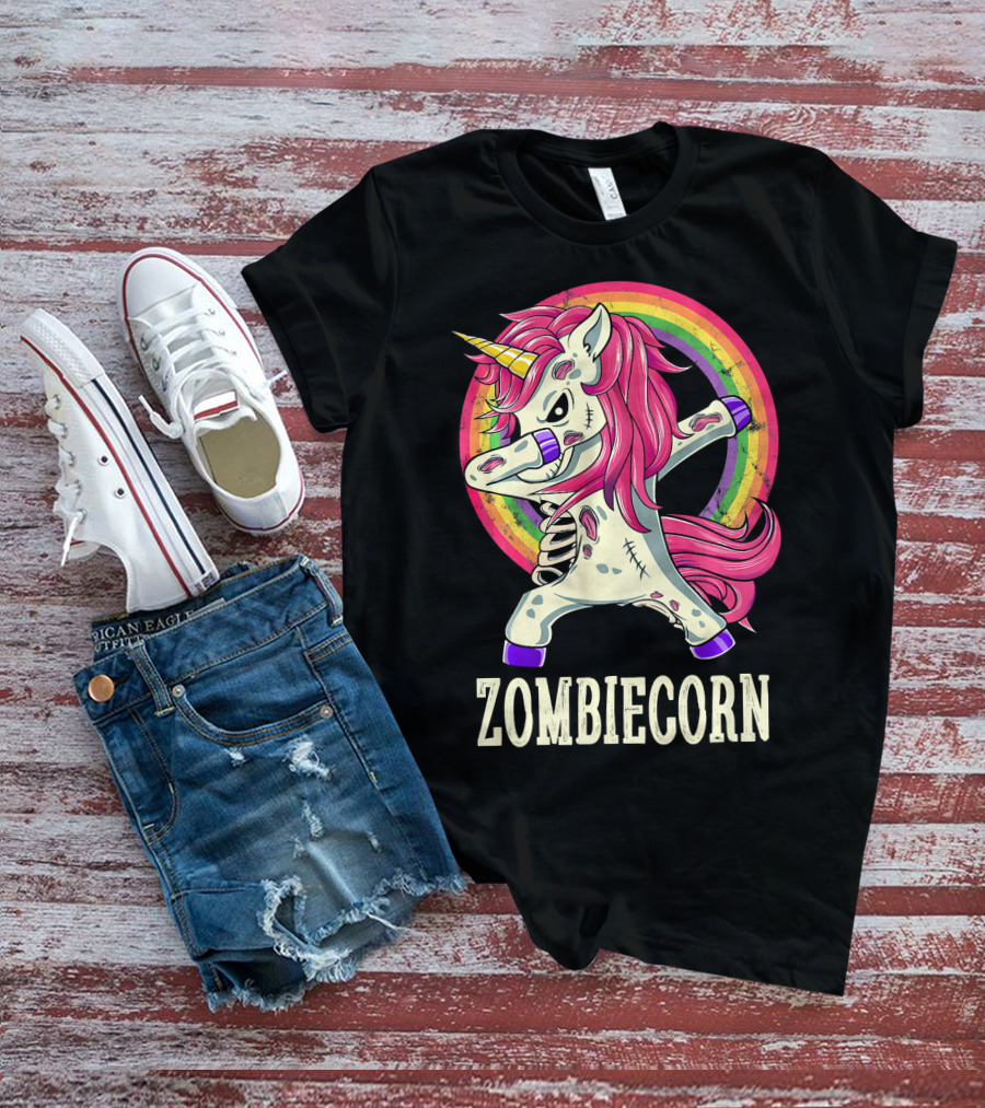 Zombiecorn Dab Dance Unicorn With Rainbow T-Shirt