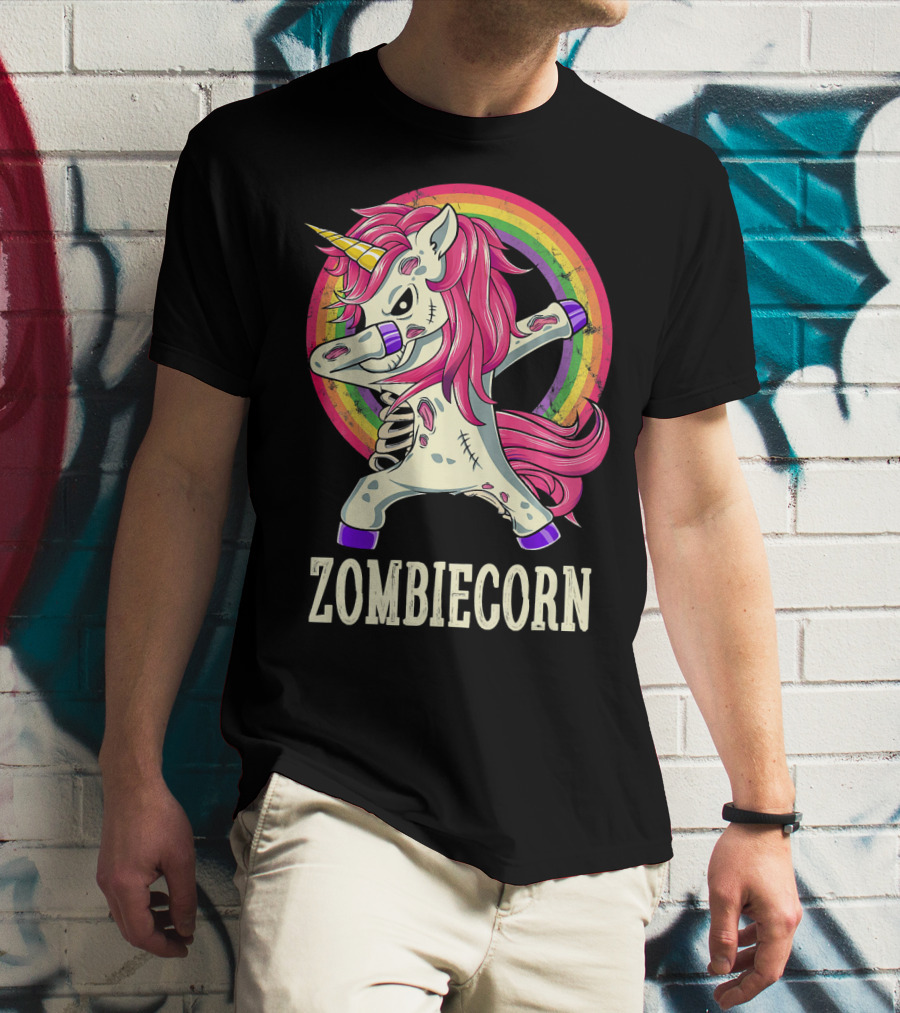 Zombiecorn Dab Dance Unicorn With Rainbow T-Shirt