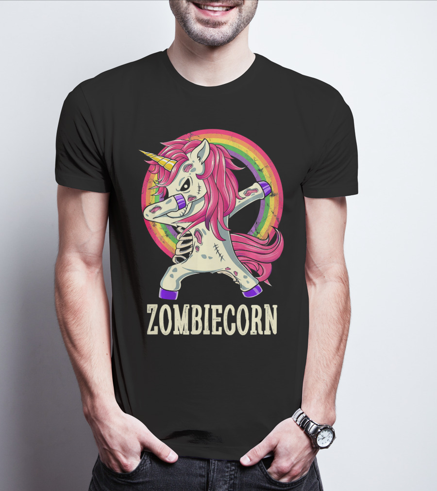 Zombiecorn Dab Dance Unicorn With Rainbow T-Shirt