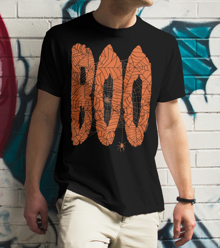 Boo Spider Web Halloween Fun Spooky T-Shirt