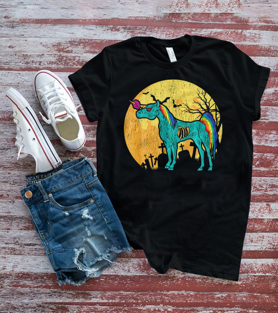 Zombie Unicorn Zombicorn Graveyard Night T-Shirt