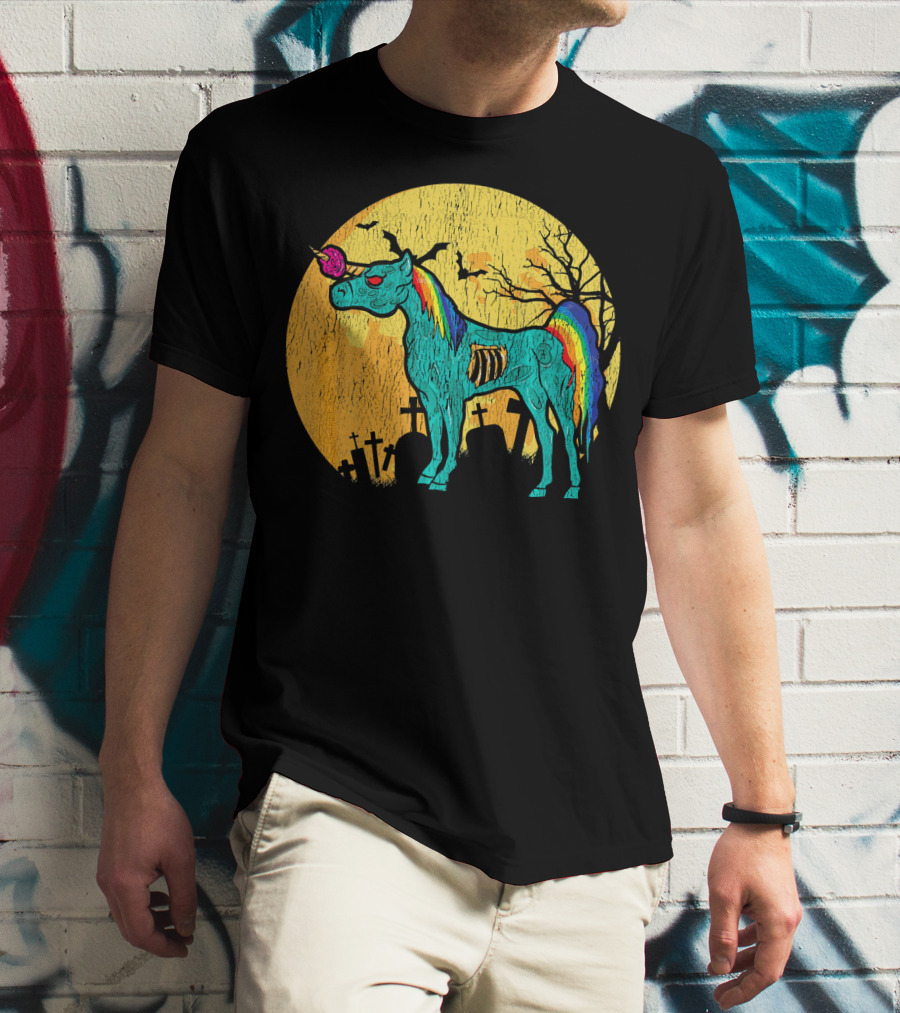 Zombie Unicorn Zombicorn Graveyard Night T-Shirt