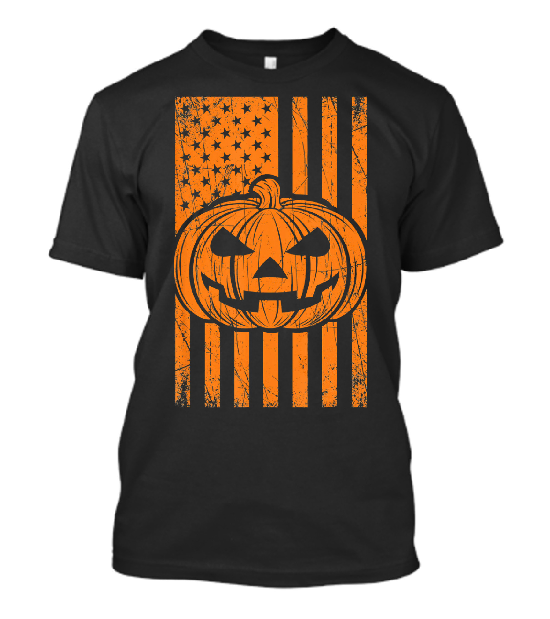 American Flag Grunge Pumpkin Halloween Las T-Shirt