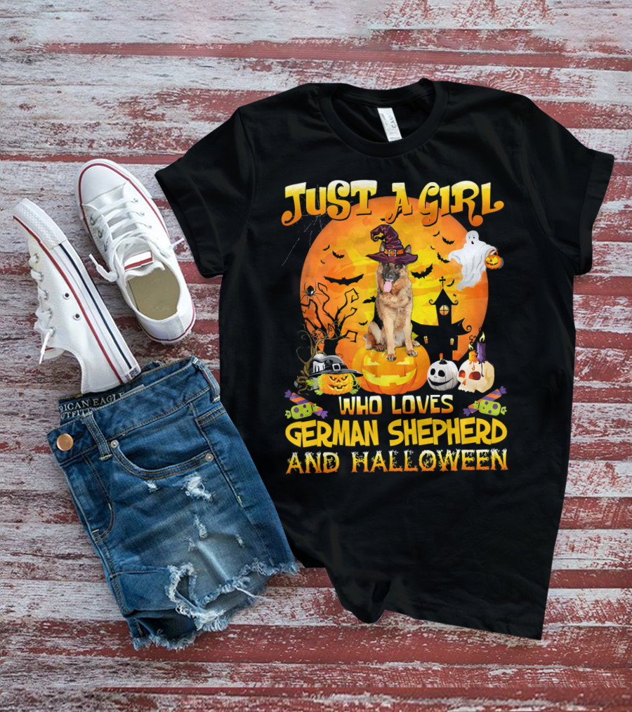 Just A Girl Who Loves German Shepherd And Halloween T-Shirt