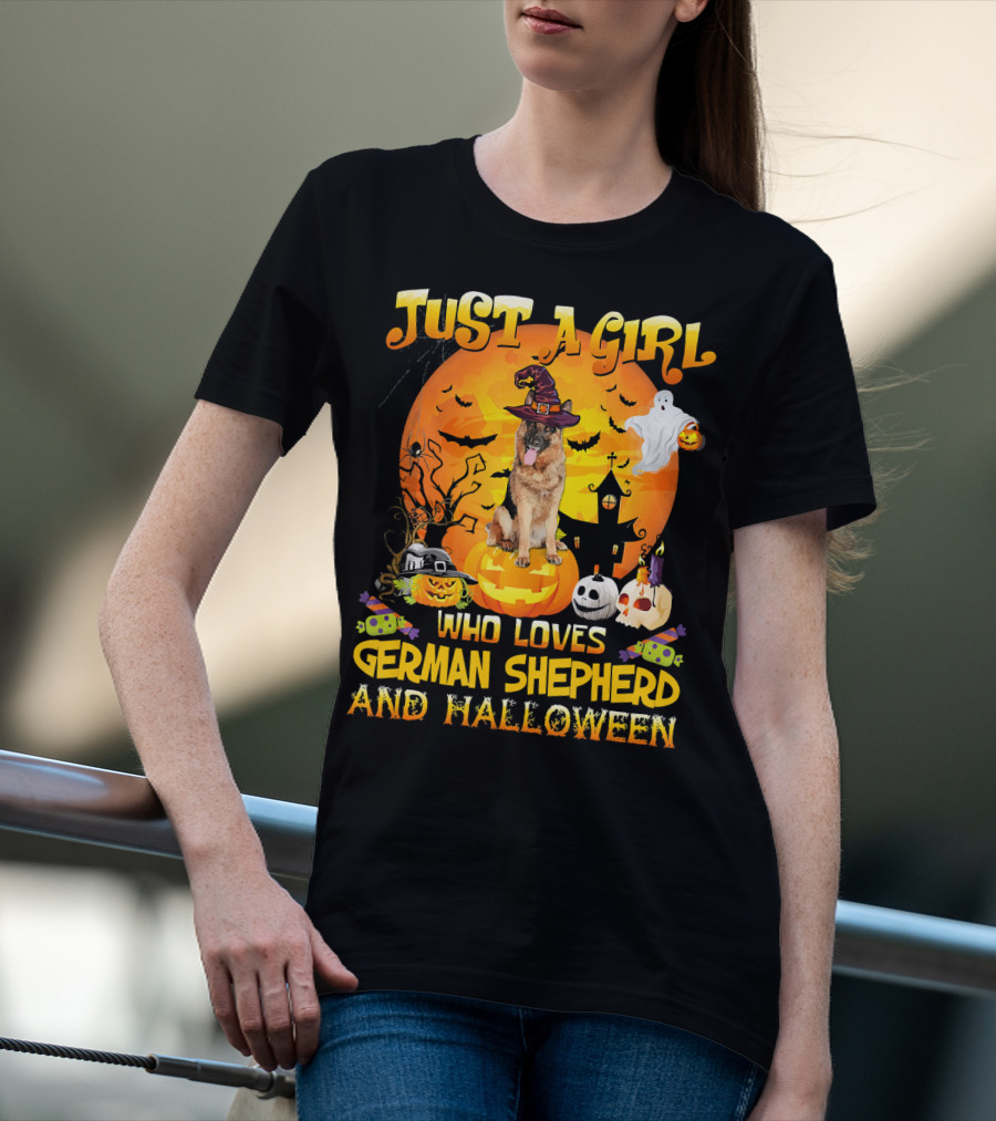 Just A Girl Who Loves German Shepherd And Halloween T-Shirt