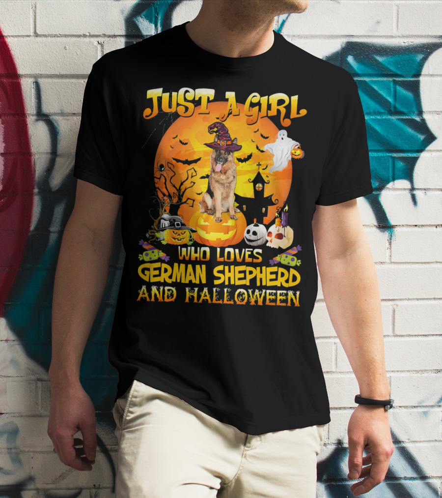 Just A Girl Who Loves German Shepherd And Halloween T-Shirt
