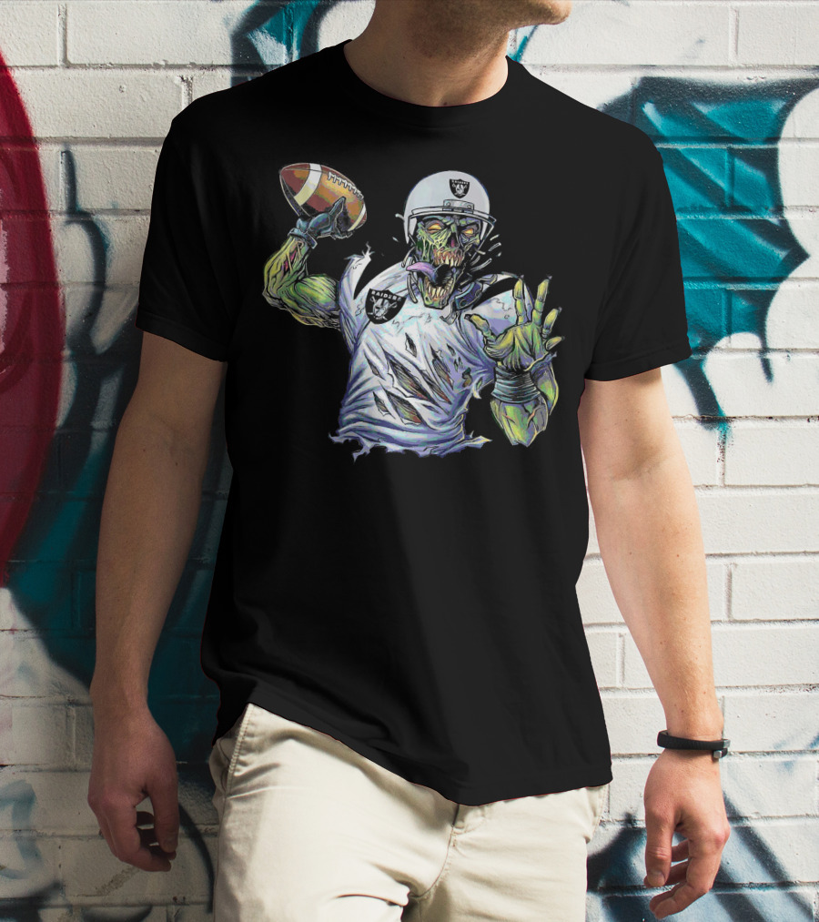 Raider Zombie Football Halloween Skull Horror Team T-Shirt