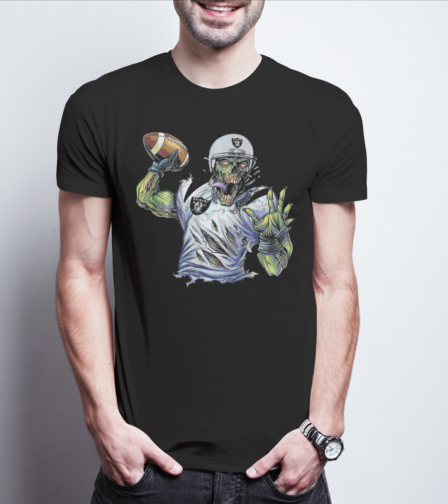 Raider Zombie Football Halloween Skull Horror Team T-Shirt