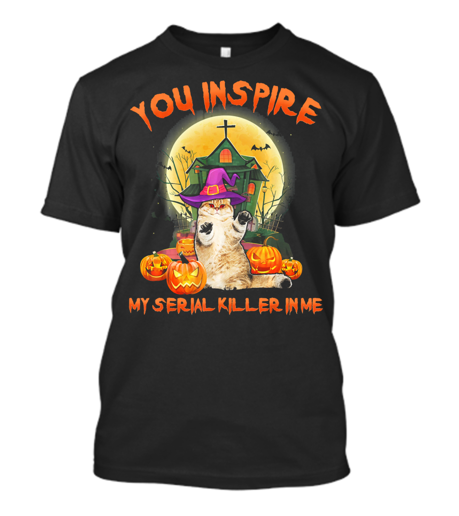 You Inspire My Serial Killer In Me Funny Cat Halloween Costume T-Shirt