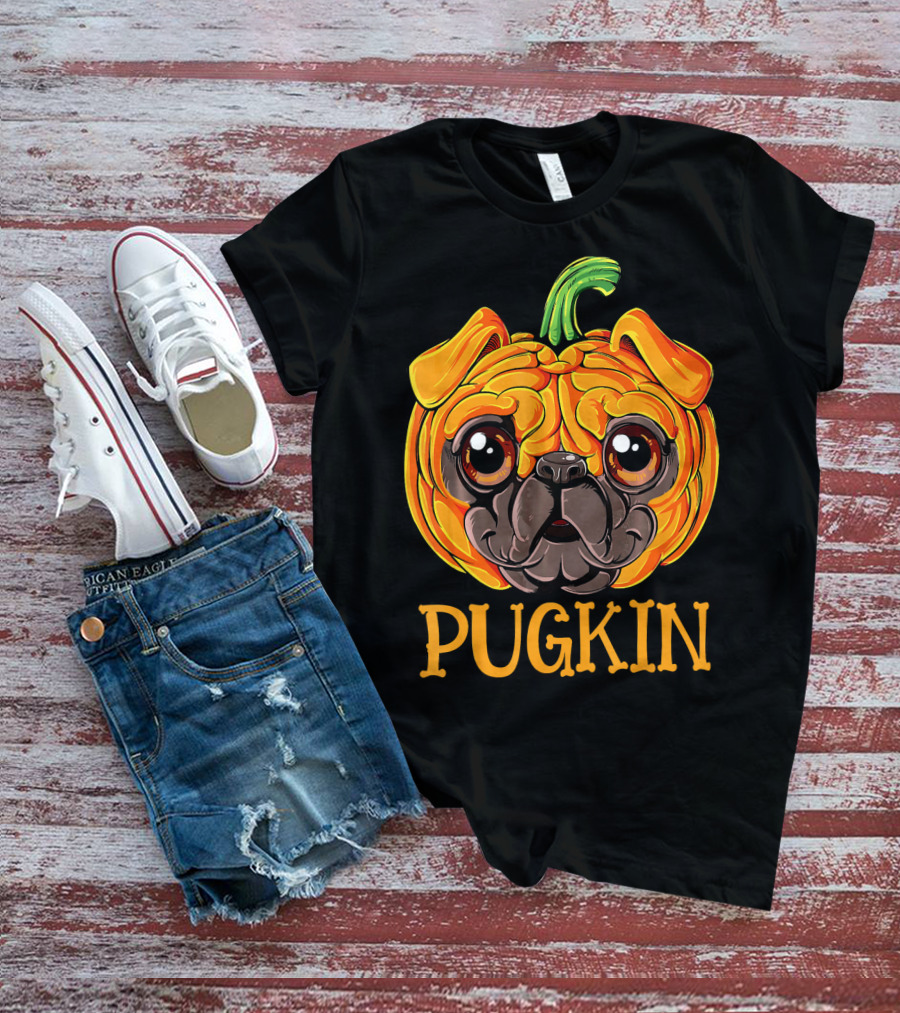Pugkin Pug Pumpkin Halloween T-Shirt