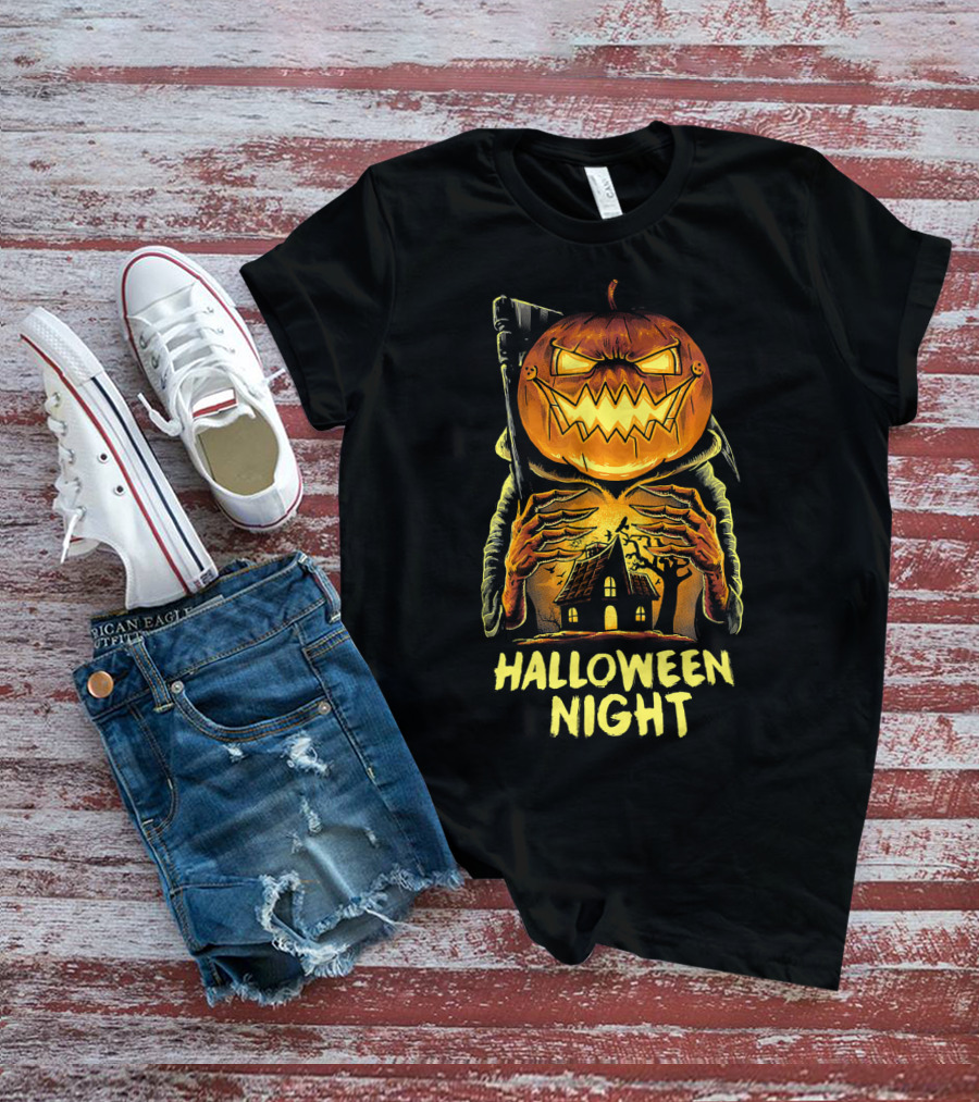 Halloween Night Scary Pumpkin Monster House T-Shirt