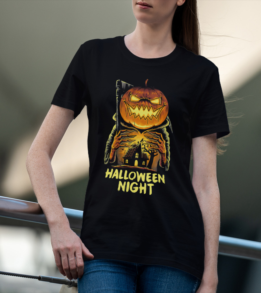 Halloween Night Scary Pumpkin Monster House T-Shirt