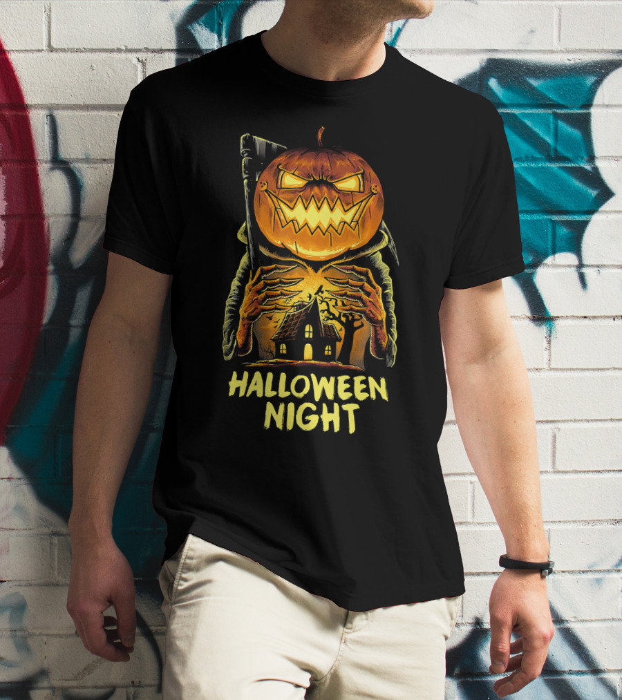Halloween Night Scary Pumpkin Monster House T-Shirt