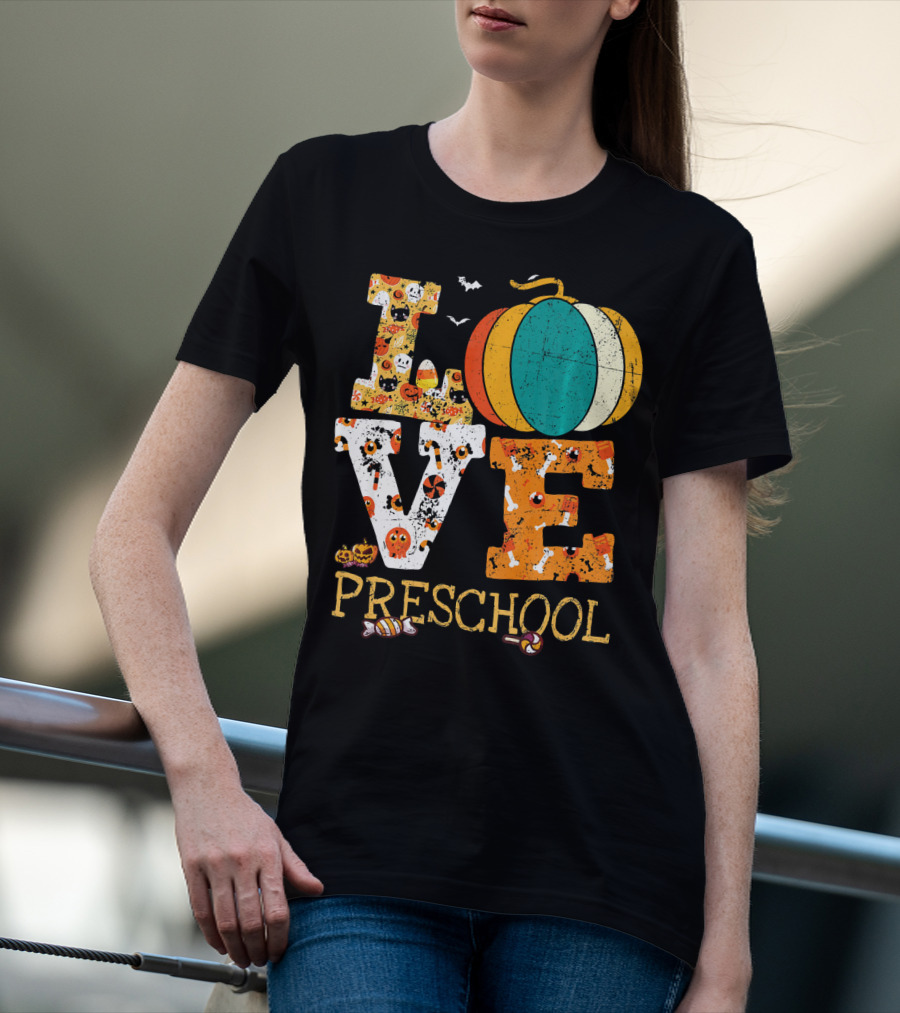 Love Preschool Halloween Pumpkin Candy Fun T-Shirt