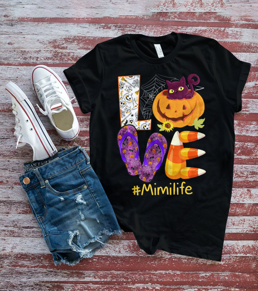Love Pumpkin Cat Flip Flops #Mimilife T-Shirt