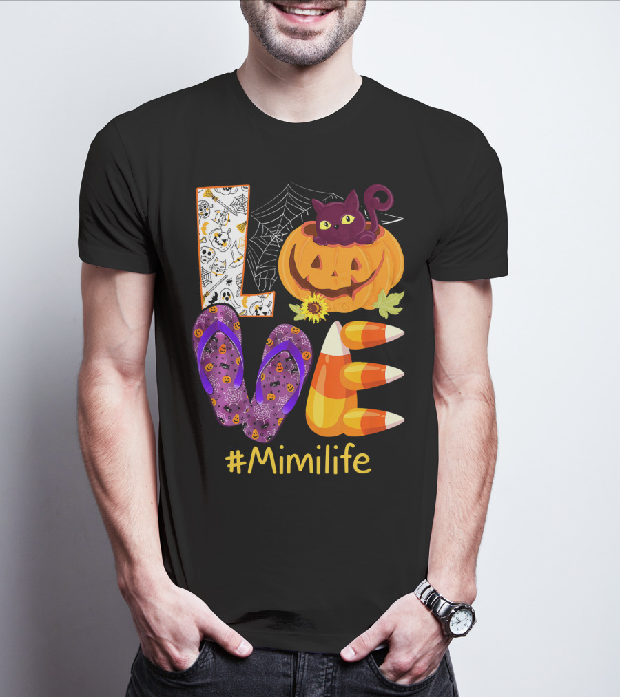 Love Pumpkin Cat Flip Flops #Mimilife T-Shirt