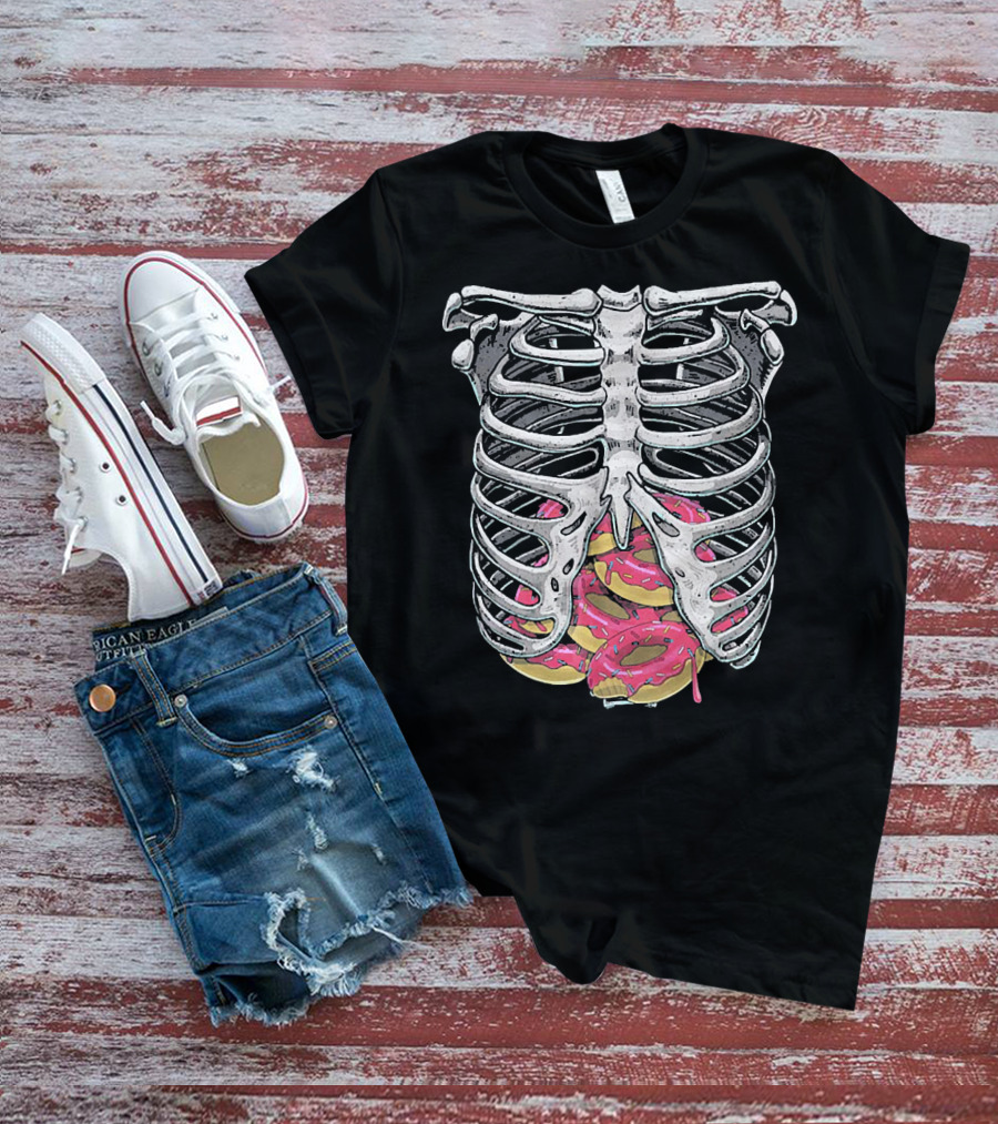 Doughnut Skeleton Rib Cage Halloween Cosplay T-Shirt