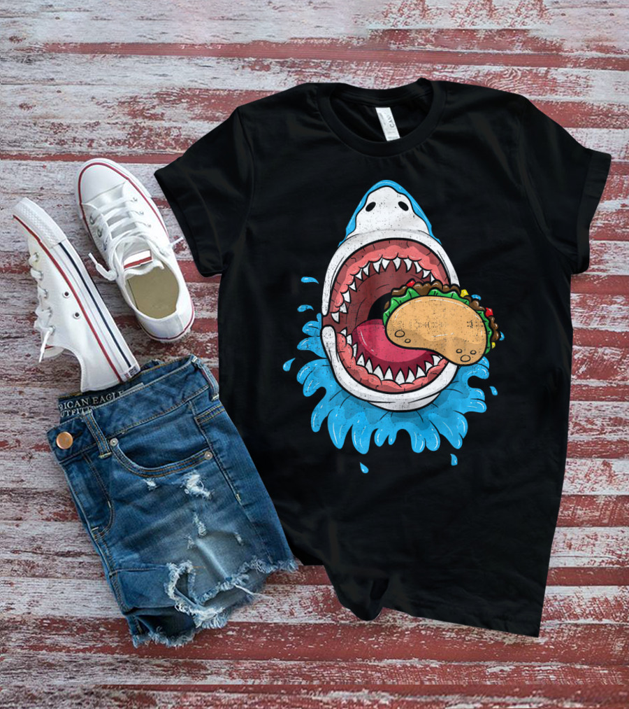 Halloween Shark Eating Taco Mexica Splash T-Shirt