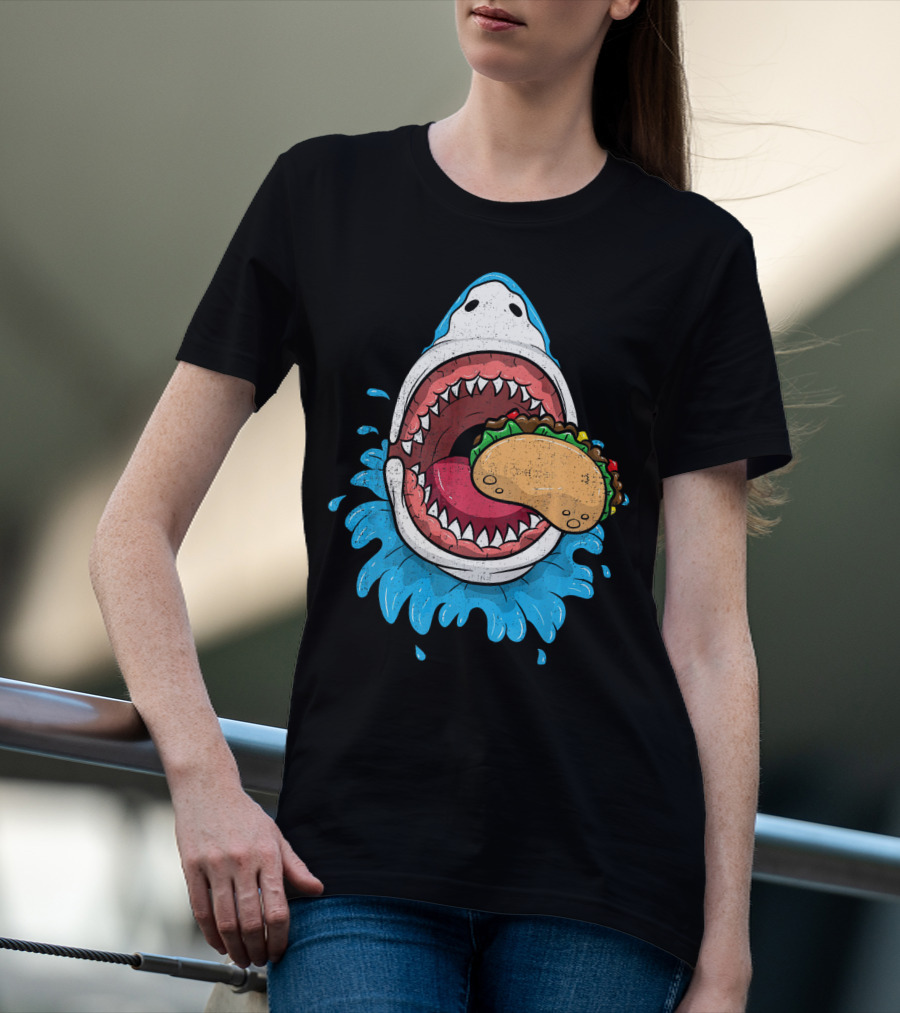 Halloween Shark Eating Taco Mexica Splash T-Shirt