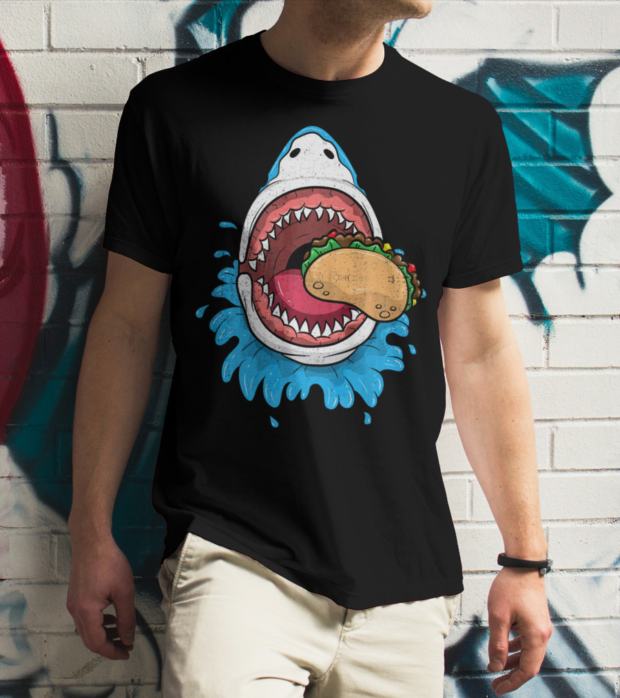 Halloween Shark Eating Taco Mexica Splash T-Shirt