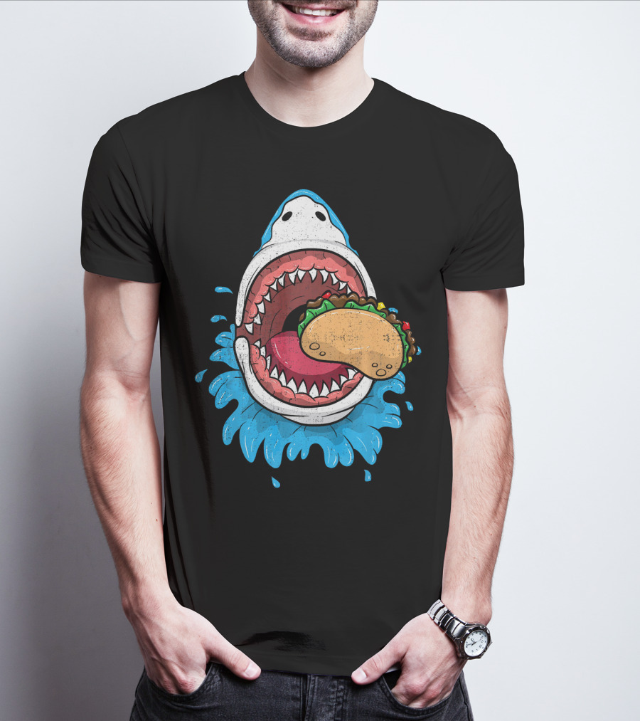 Halloween Shark Eating Taco Mexica Splash T-Shirt