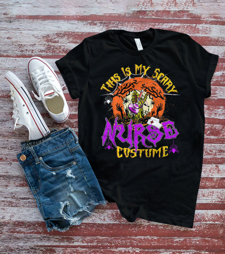 This Is My Scary Nurse Costume Moon Halloween T-Shirt