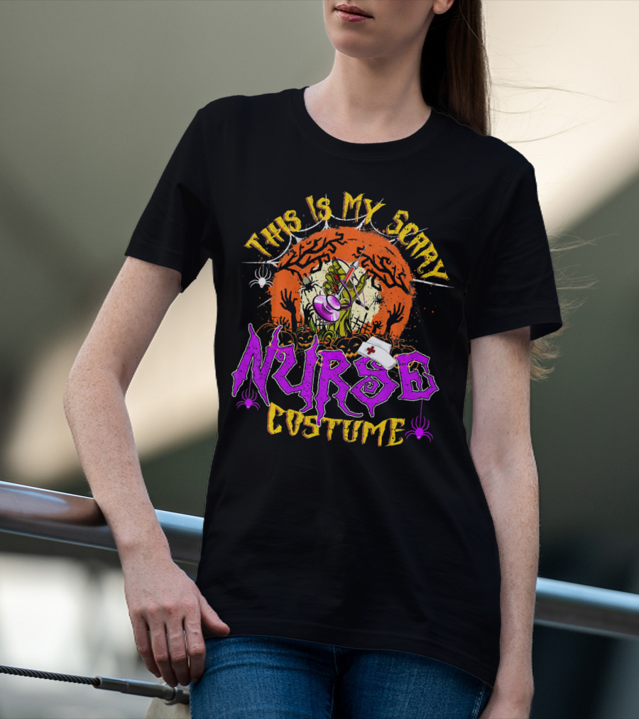 This Is My Scary Nurse Costume Moon Halloween T-Shirt