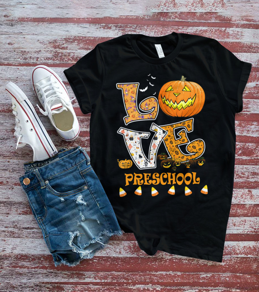 Halloween Pumpkin Love Preschool Candy Corn T-Shirt