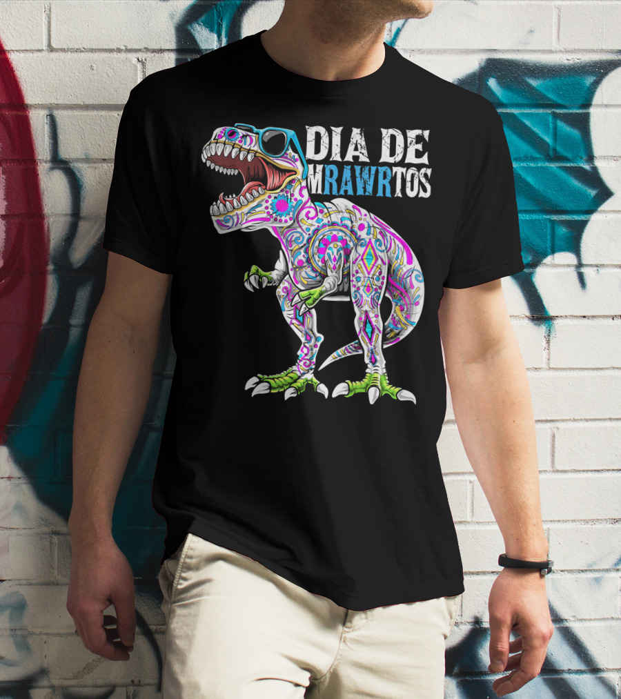 Dia De Mrawrtos Dinosaur Sugarskull T-Shirt